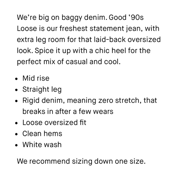 NWT Good American White 90’s Loose Straight Mid Rise Jeans Size 18 - Picture 13 of 13